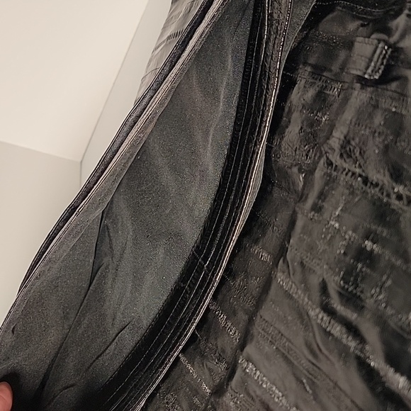 Vintage Eel Skin Leather Clutch Purse Black Fold Over Soft Pockets Handbag - Picture 13 of 16